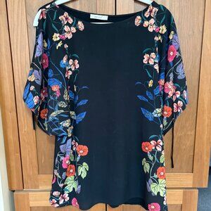 Per Una black and floral split shoulder top - XL